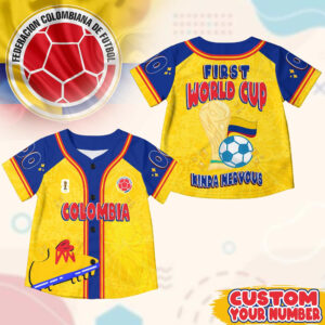 Custom Name Colombia World Soccer 2026 Graphic Baseball Jersey for Soccer Fans