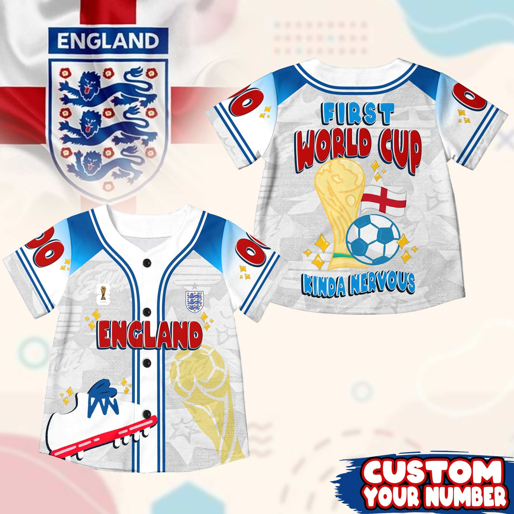 Custom Name England World Soccer 2026 Graphic Baseball Jersey for Soccer Fans 1 Custom Name England World Soccer 2026 Graphic Baseball Jersey for Soccer Fans