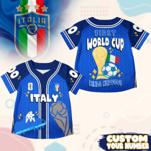 Custom Name Italy World Soccer 2026 Graphic Baseball Jersey for Soccer Fans