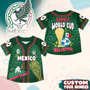 Custom Name Mexico World Soccer 2026 Graphic Baseball Jersey for Soccer Fans