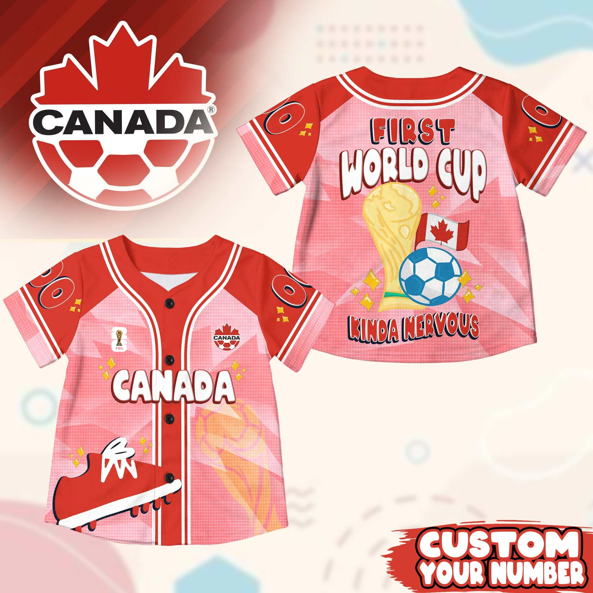 Custom Name Canada World Soccer 2026 Graphic Baseball Jersey for Soccer Fans 1 Custom Name Canada World Soccer 2026 Graphic Baseball Jersey for Soccer Fans