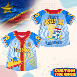 Custom Name Congo DR World Soccer 2026 Graphic Baseball Jersey for Soccer Fans