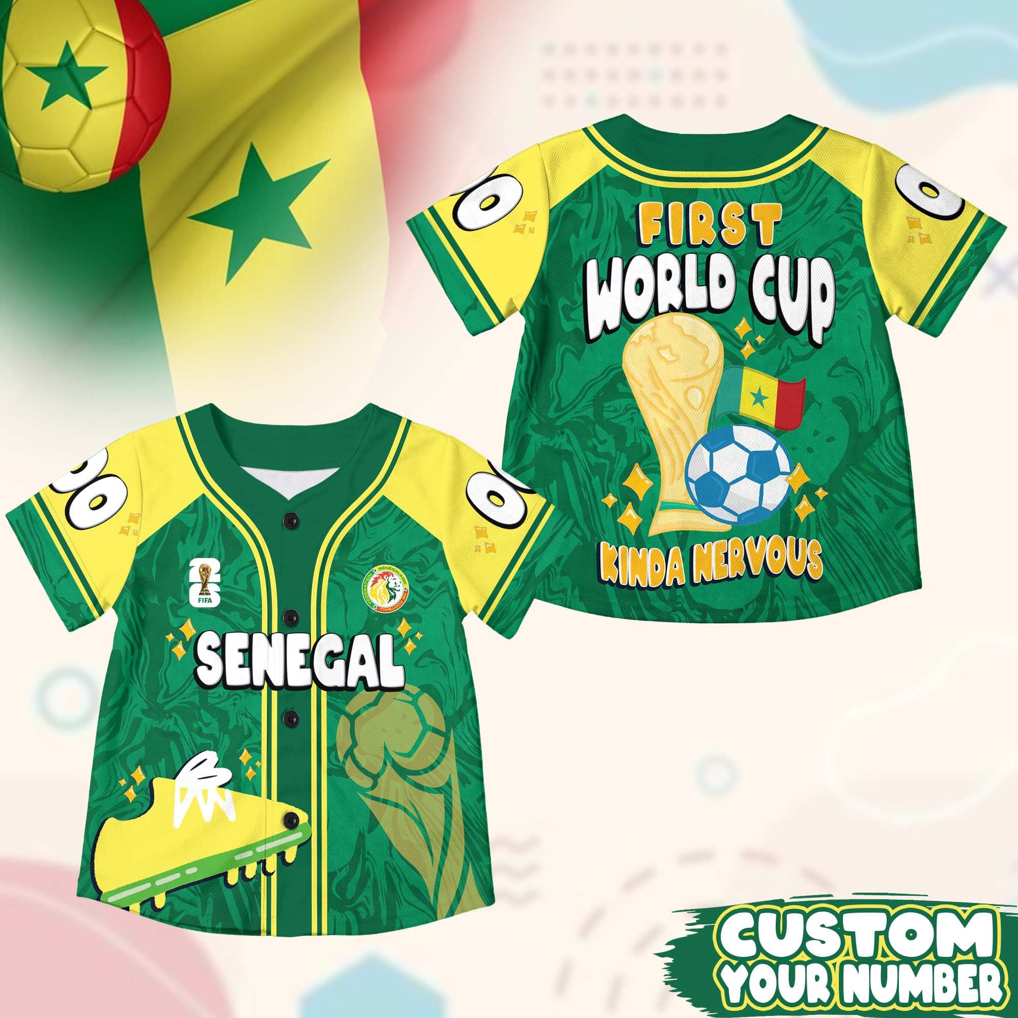 Custom Name Senegal World Soccer 2026 Graphic Baseball Jersey for Soccer Fans 1 Custom Name Senegal World Soccer 2026 Graphic Baseball Jersey for Soccer Fans