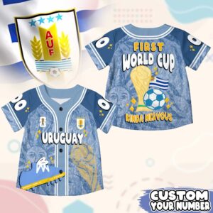 Custom Name Uruguay World Soccer 2026 Graphic Baseball Jersey for Soccer Fans