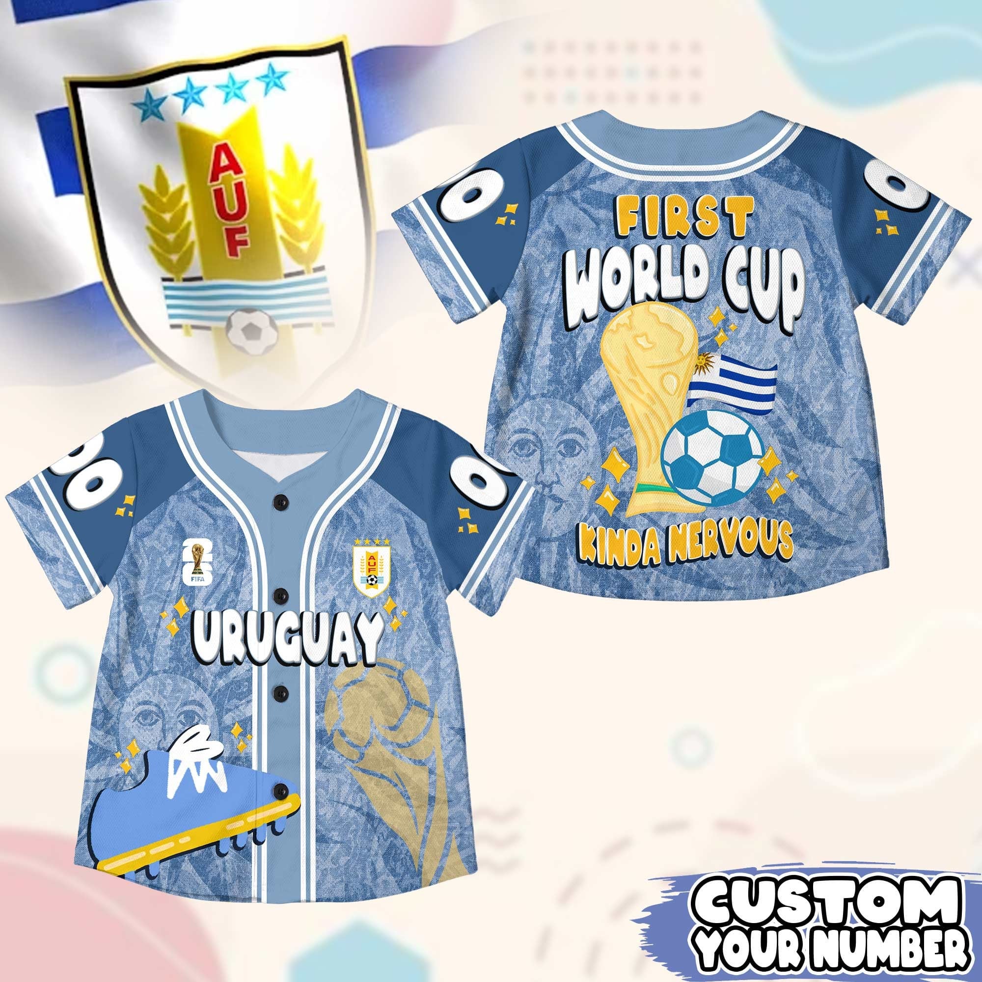 Custom Name Uruguay World Soccer 2026 Graphic Baseball Jersey for Soccer Fans 1 Custom Name Uruguay World Soccer 2026 Graphic Baseball Jersey for Soccer Fans