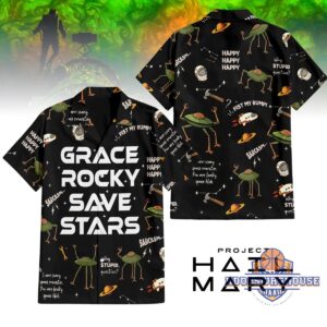Unisex Project Hail Mary Grace Rocky Save Stars Quotes Graphic Hawaiian Shirt for Movie Fans