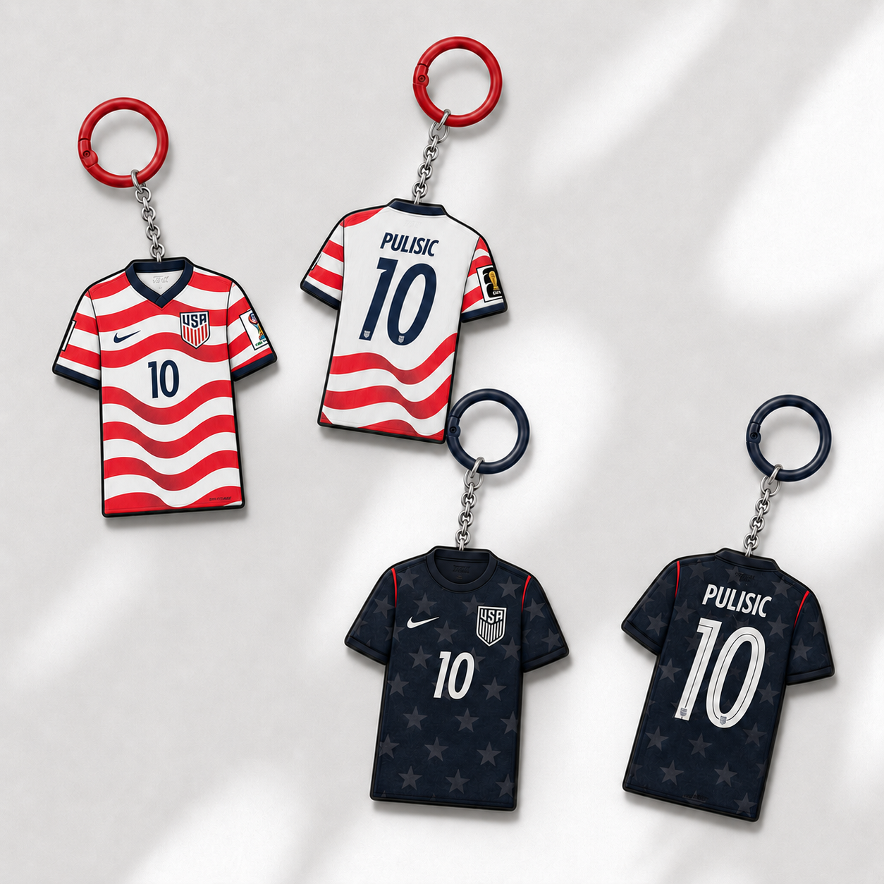 Acrylic Soccer Jersey Keychain USA Stars and Stripes Theme Sports Fan Accessory Double Sided Clear Pendant