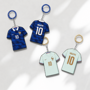 Acrylic Soccer Jersey Keychain France National Blue Kit Theme Sports Fan Accessory Double Sided Clear Pendant