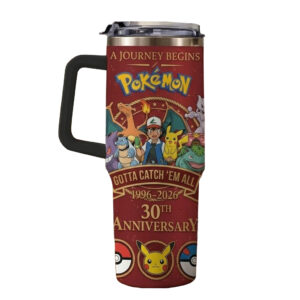 A Journey Begins Pokémon 30th Anniversary Graphic Tumbler for Anime Fans