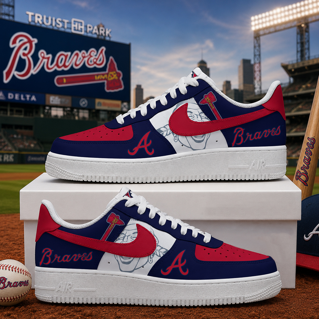 Atlanta Braves Major League Baseball Version 2026 Graphic Air Force 1 Shoes Sneakers for Baseball Fans 4 Atlanta Braves Major League Baseball Version 2026 Graphic Air Force 1 Shoes Sneakers for Baseball Fans