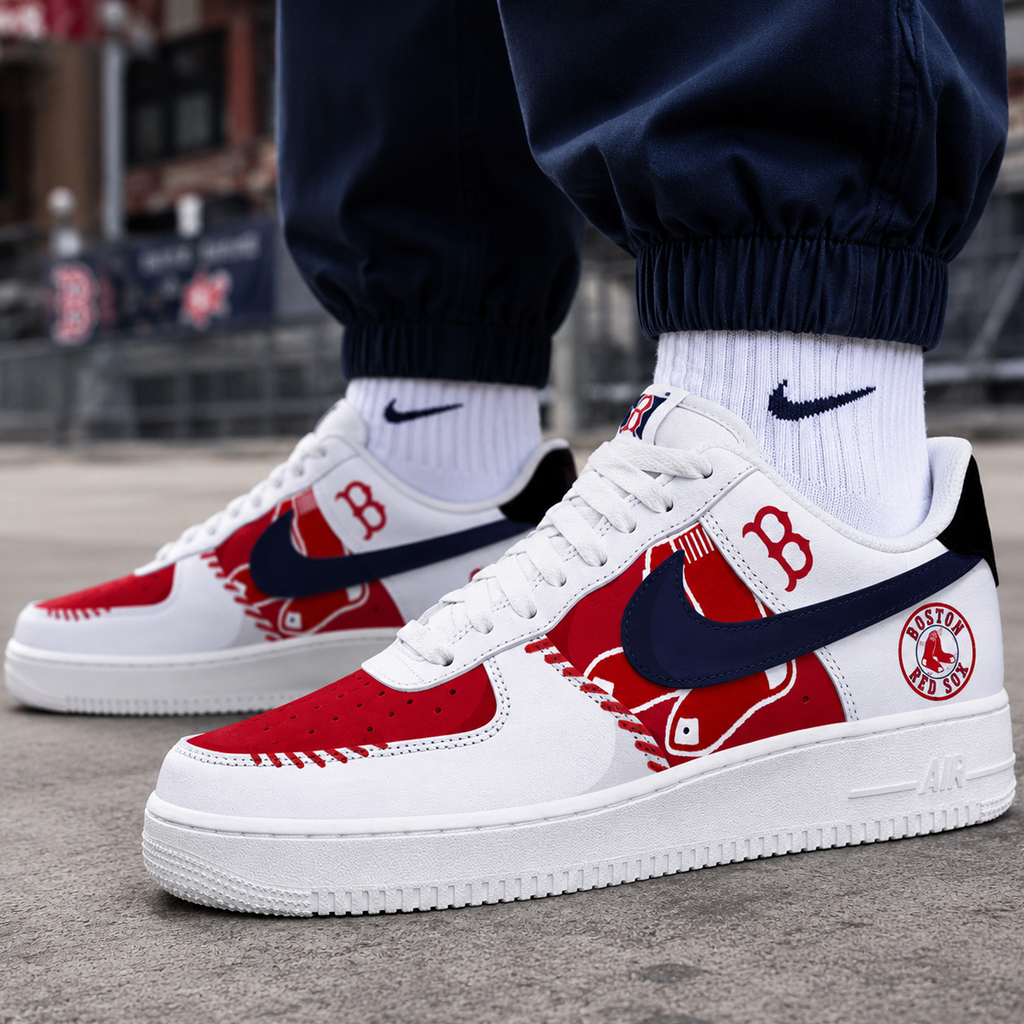 Boston Red Sox Major League Baseball Version 2026 Graphic Air Force 1 Shoes Sneakers for Baseball Fans 5 Boston Red Sox Major League Baseball Version 2026 Graphic Air Force 1 Shoes Sneakers for Baseball Fans