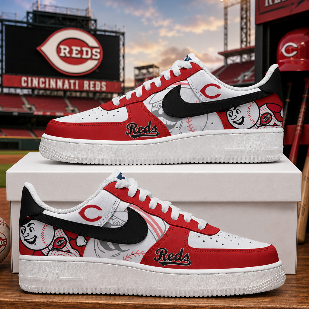 Cincinnati Reds Major League Baseball Version 2026 Graphic Air Force 1 Shoes Sneakers for Baseball Fans 4 Cincinnati Reds Major League Baseball Version 2026 Graphic Air Force 1 Shoes Sneakers for Baseball Fans