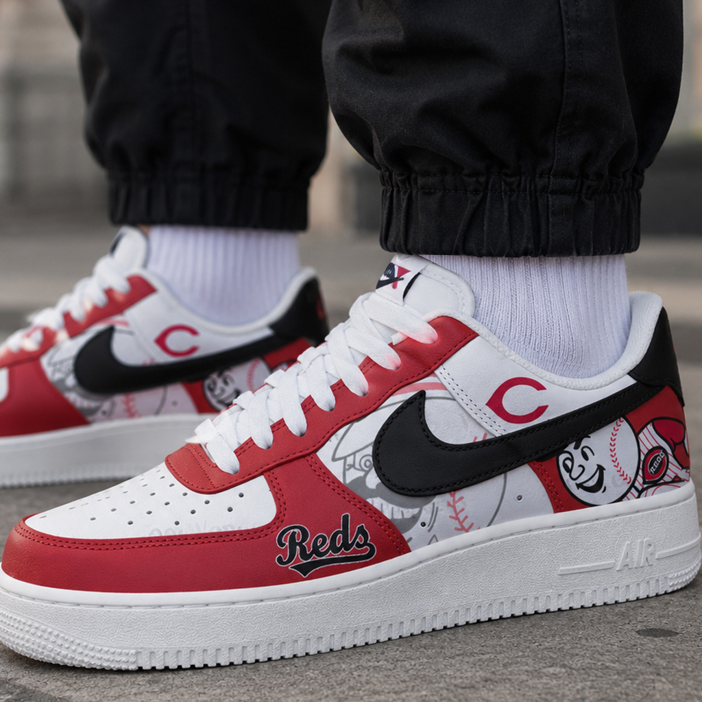 Cincinnati Reds Major League Baseball Version 2026 Graphic Air Force 1 Shoes Sneakers for Baseball Fans 5 Cincinnati Reds Major League Baseball Version 2026 Graphic Air Force 1 Shoes Sneakers for Baseball Fans