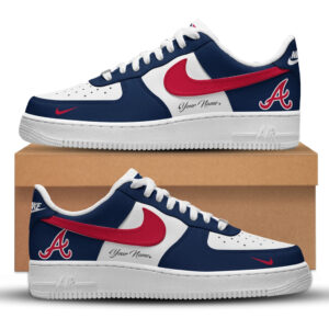 Custom Name And Number Atlanta Braves New Version 2026 Graphic Air Force 1 Shoes Sneakers for Baseball Fans