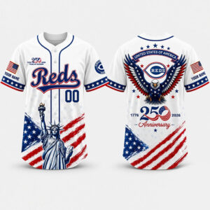 Custom Name And Number Cincinnati Reds 250 Years Of Freedom USA 1776 America Baseball Jersey for Baseball Fans