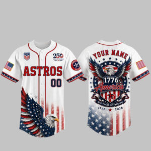 Custom Name And Number Houston Astros 250 Years Of Freedom USA 1776 America Baseball Jersey for Baseball Fans