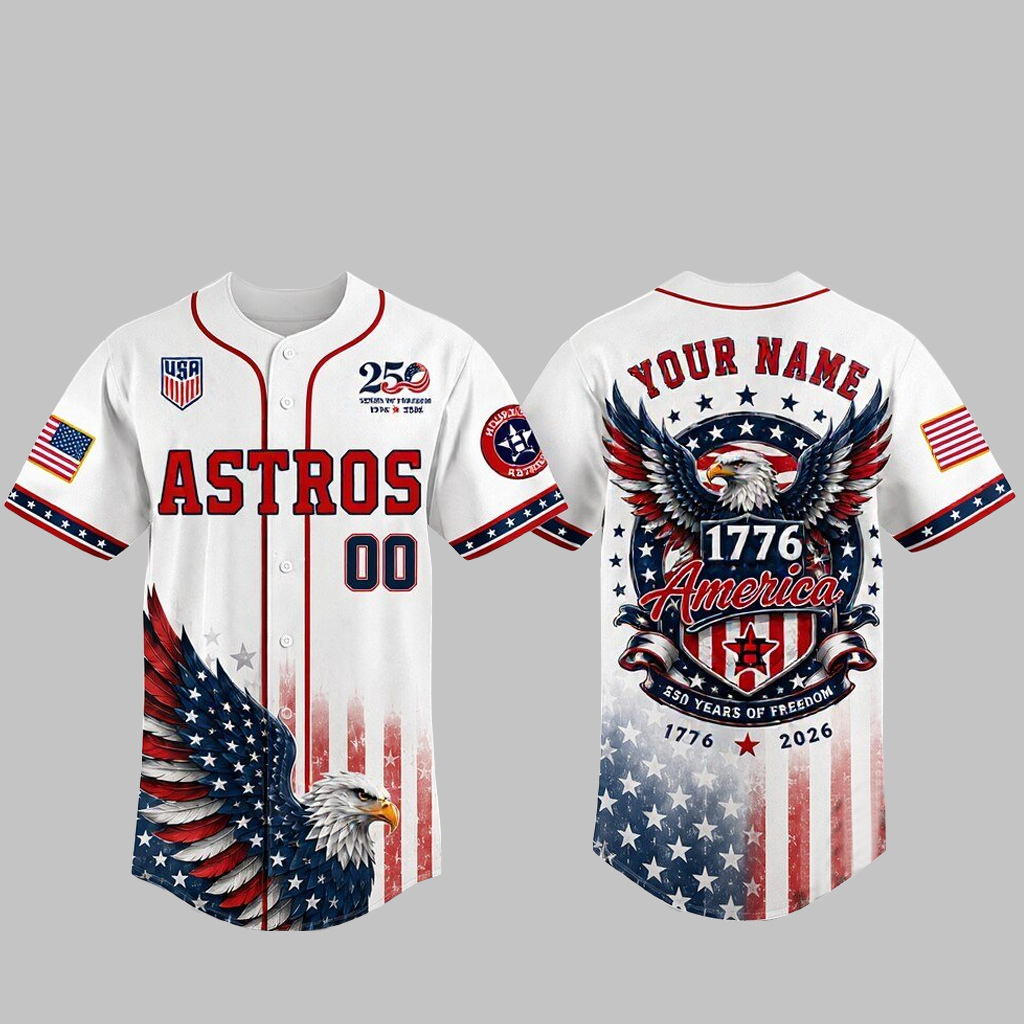Custom Name And Number Houston Astros 250 Years Of Freedom USA 1776 America Baseball Jersey for Baseball Fans 1 Custom Name And Number Houston Astros 250 Years Of Freedom USA 1776 America Baseball Jersey for Baseball Fans