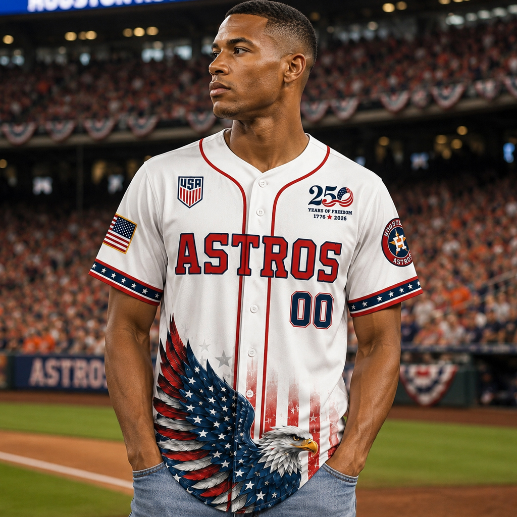 Custom Name And Number Houston Astros 250 Years Of Freedom USA 1776 America Baseball Jersey for Baseball Fans 2 Custom Name And Number Houston Astros 250 Years Of Freedom USA 1776 America Baseball Jersey for Baseball Fans