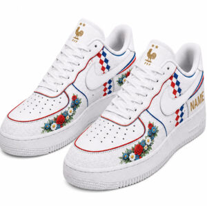 Custom Name France National Football Team World Cup 2026 Floral Air Foce 1 Shoes Sneakers