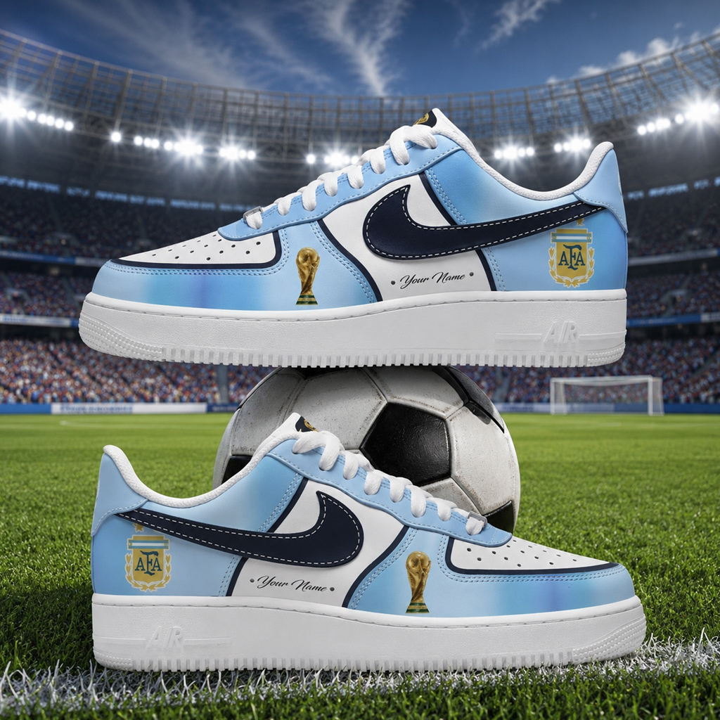Custom Name Global Soccer Event 2026 Argentina Graphic Air Force 1 Shoes Sneakers for Soccer Fans 2 Custom Name Global Soccer Event 2026 Argentina Graphic Air Force 1 Shoes Sneakers for Soccer Fans