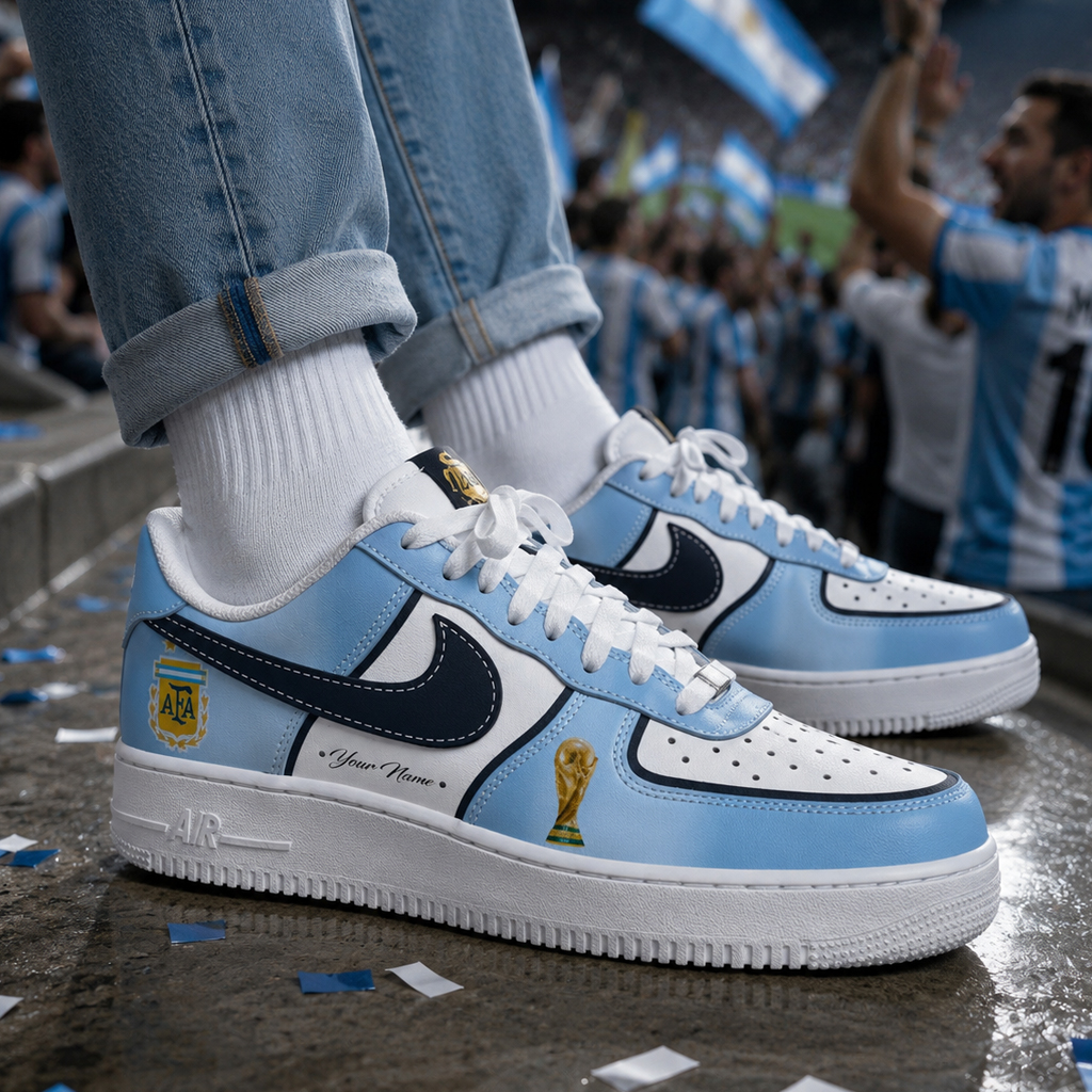 Custom Name Global Soccer Event 2026 Argentina Graphic Air Force 1 Shoes Sneakers for Soccer Fans 3 Custom Name Global Soccer Event 2026 Argentina Graphic Air Force 1 Shoes Sneakers for Soccer Fans