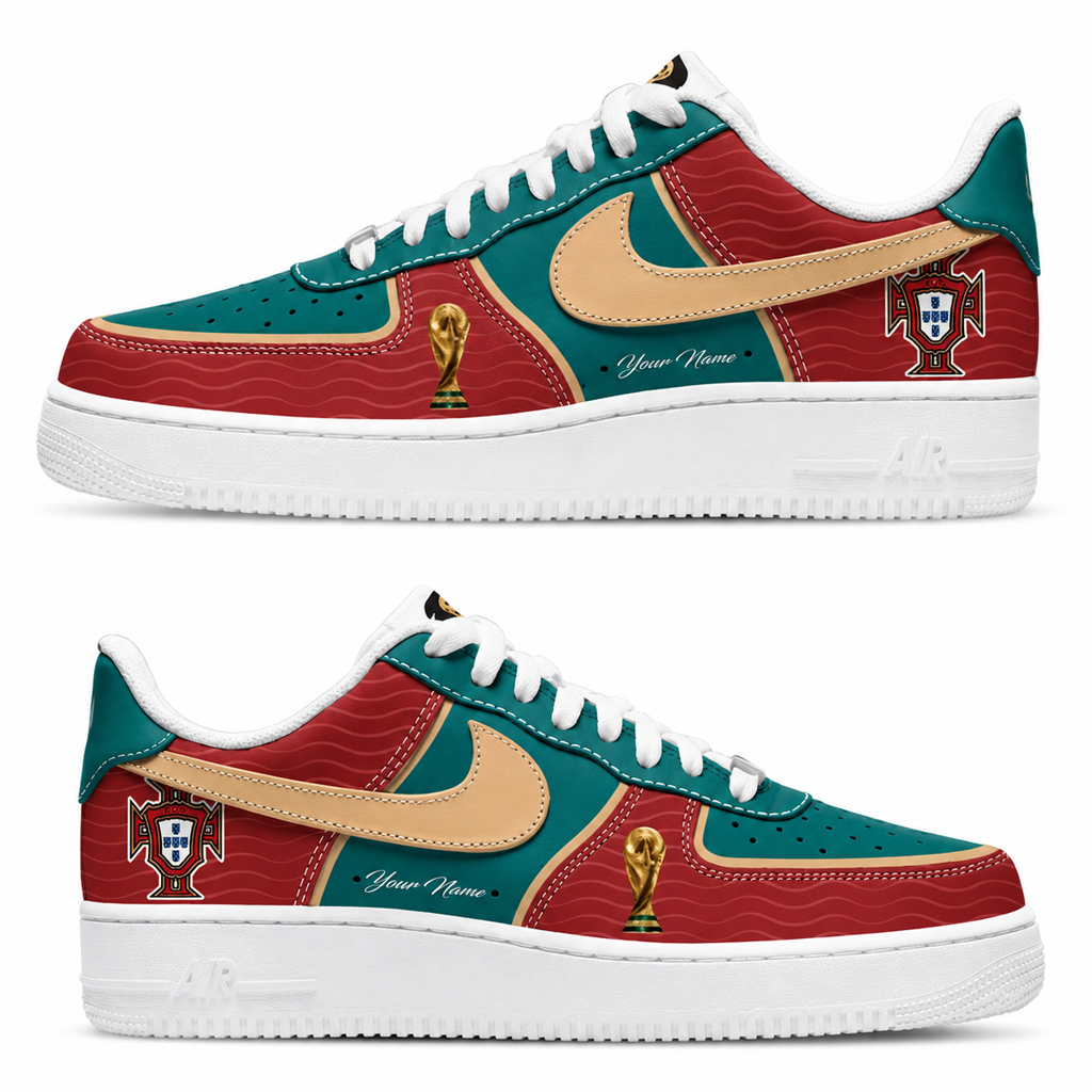 Custom Name Global Soccer Event 2026 Portugal Graphic Air Force 1 Shoes Sneakers for Soccer Fans 1 Custom Name Global Soccer Event 2026 Portugal Graphic Air Force 1 Shoes Sneakers for Soccer Fans
