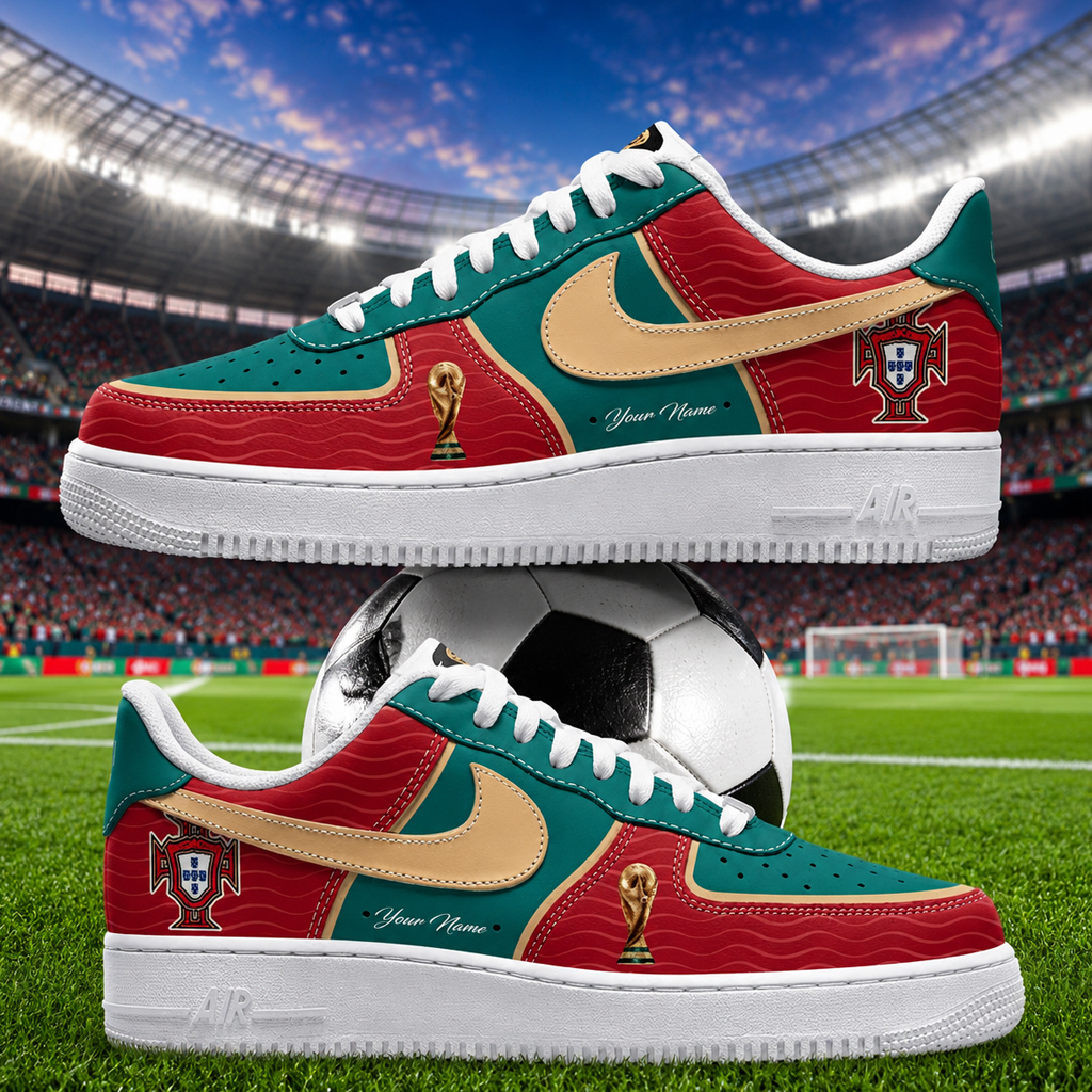Custom Name Global Soccer Event 2026 Portugal Graphic Air Force 1 Shoes Sneakers for Soccer Fans 2 Custom Name Global Soccer Event 2026 Portugal Graphic Air Force 1 Shoes Sneakers for Soccer Fans