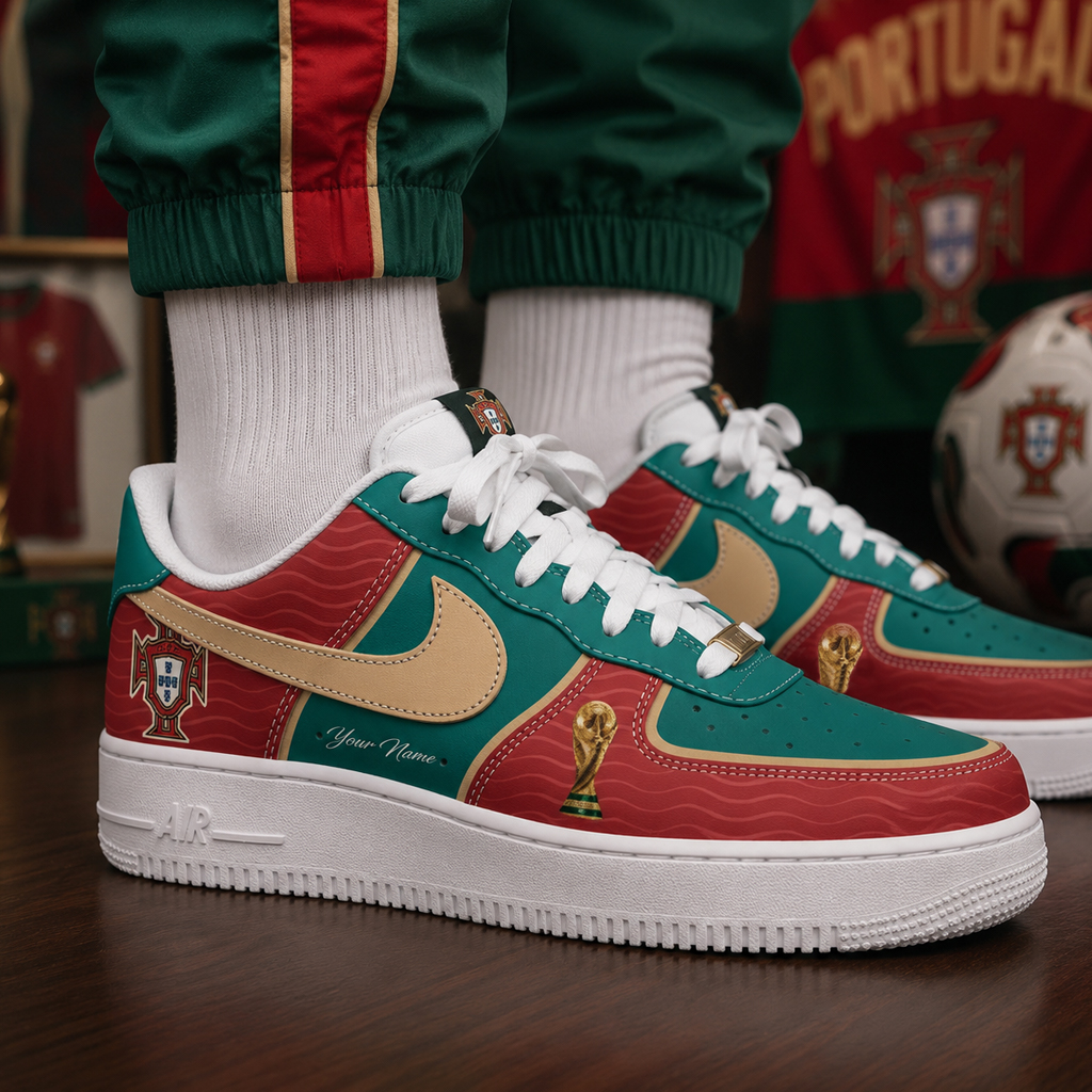 Custom Name Global Soccer Event 2026 Portugal Graphic Air Force 1 Shoes Sneakers for Soccer Fans 3 Custom Name Global Soccer Event 2026 Portugal Graphic Air Force 1 Shoes Sneakers for Soccer Fans