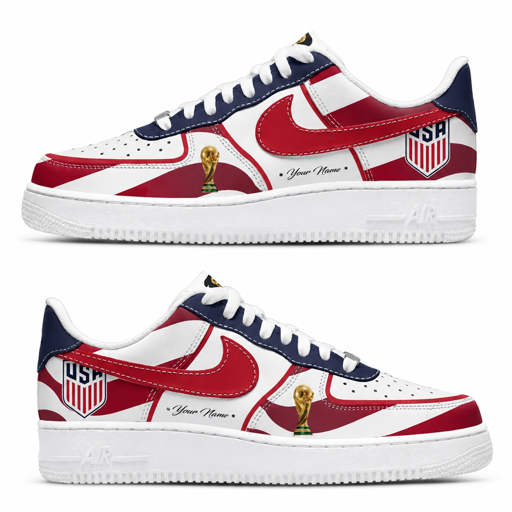Custom Name Global Soccer Event 2026 USA Graphic Air Force 1 Shoes Sneakers for Soccer Fans 1 Custom Name Global Soccer Event 2026 USA Graphic Air Force 1 Shoes Sneakers for Soccer Fans