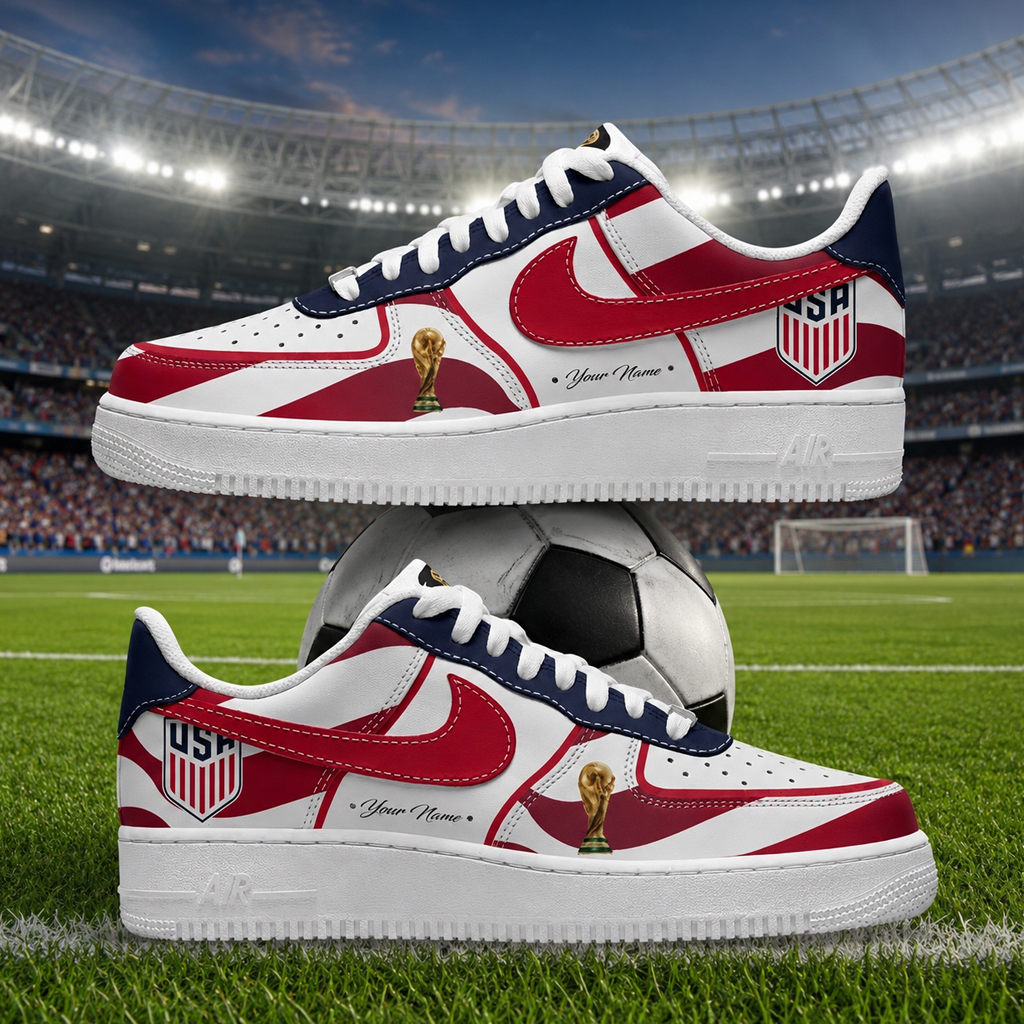 Custom Name Global Soccer Event 2026 USA Graphic Air Force 1 Shoes Sneakers for Soccer Fans 2 Custom Name Global Soccer Event 2026 USA Graphic Air Force 1 Shoes Sneakers for Soccer Fans