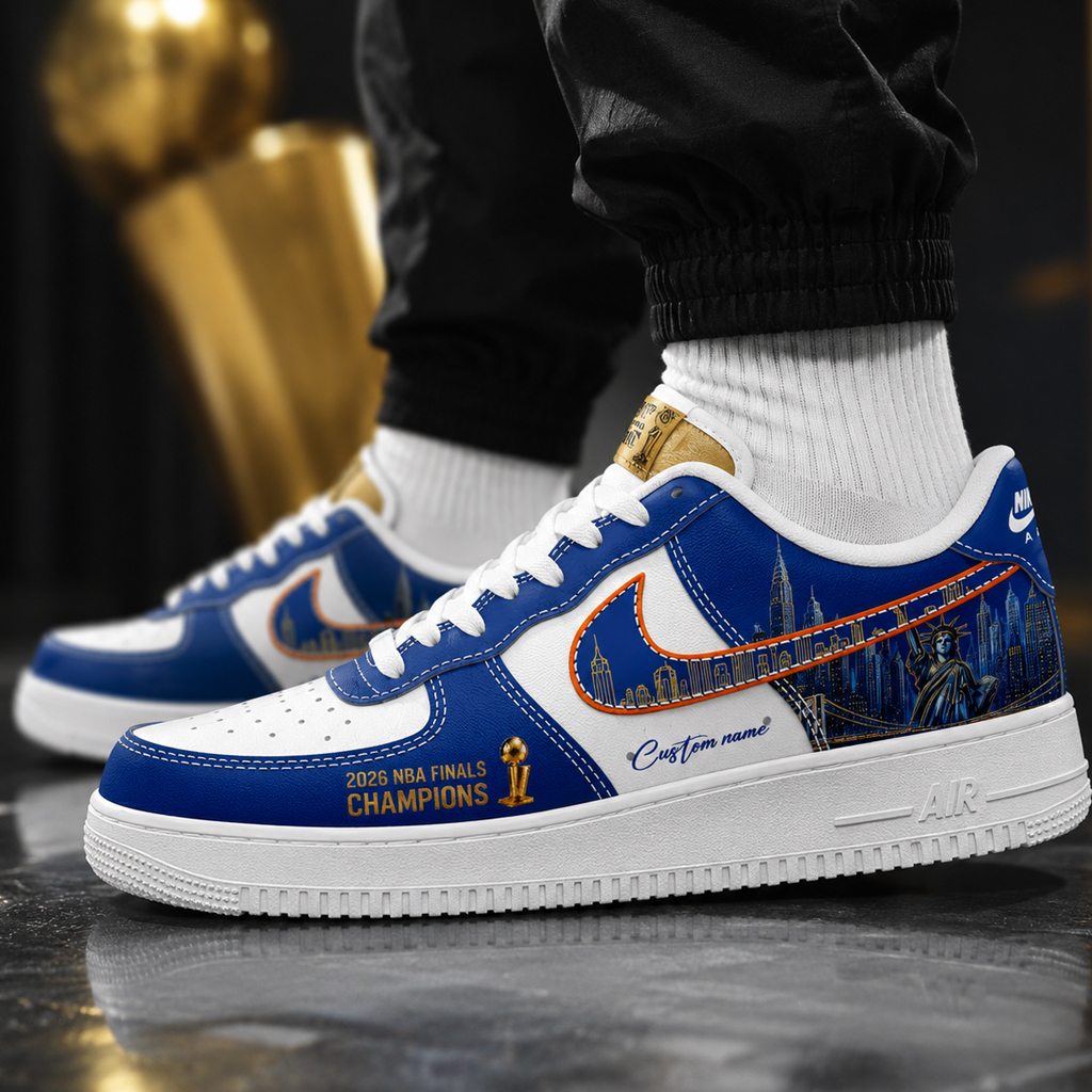 Custom Name New York Knicks 2026 Finals Champions Air Force 1 Shoes Sneakers Version 1 for Basketball Fans - Image 3