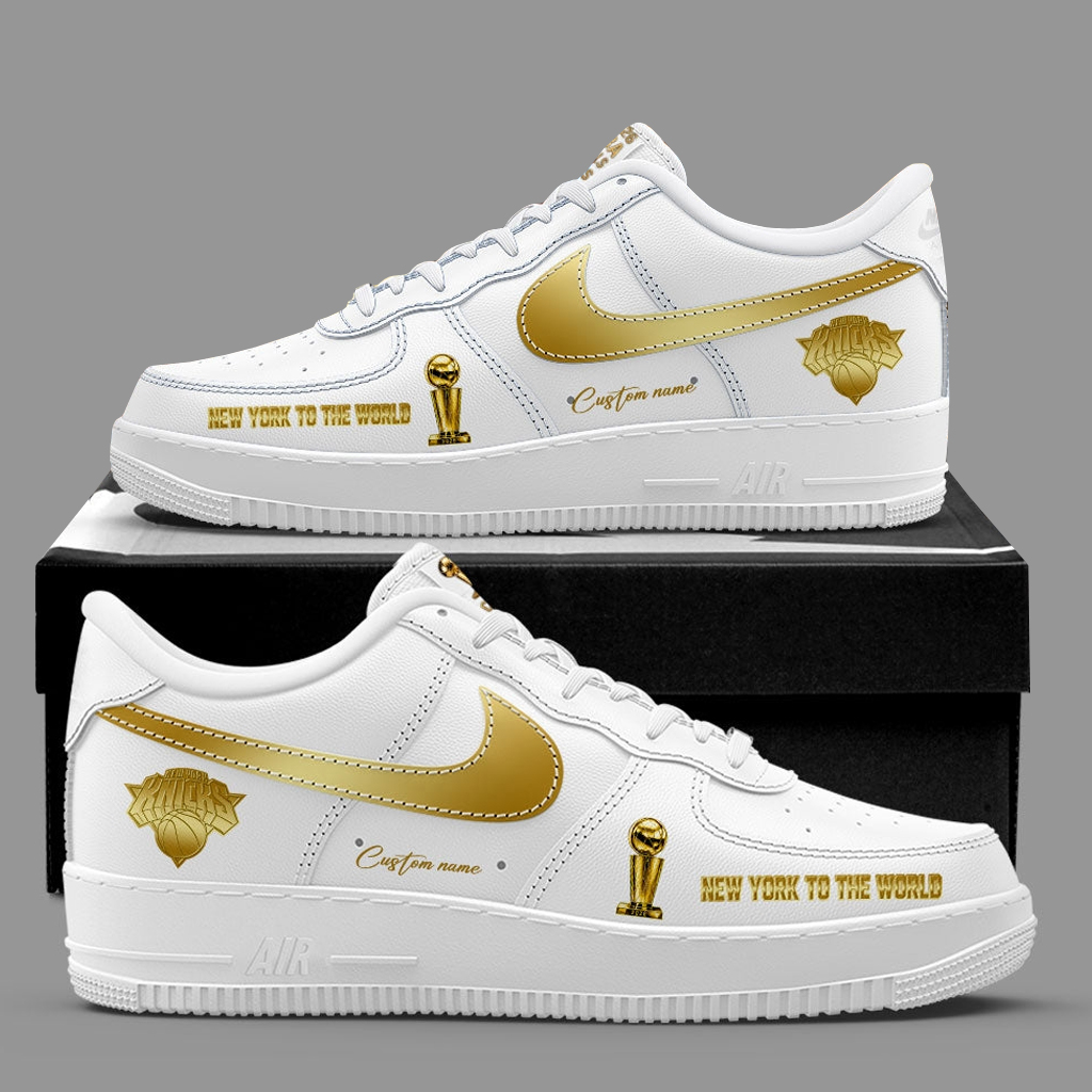 Custom Name New York Knicks 2026 Finals Champions Air Force 1 Shoes Sneakers Version 2 for Basketball Fans