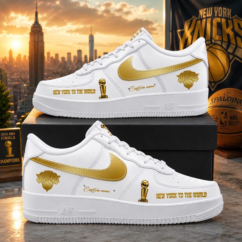 Custom Name New York Knicks 2026 Finals Champions Air Force 1 Shoes Sneakers Version 2 for Basketball Fans - Image 2