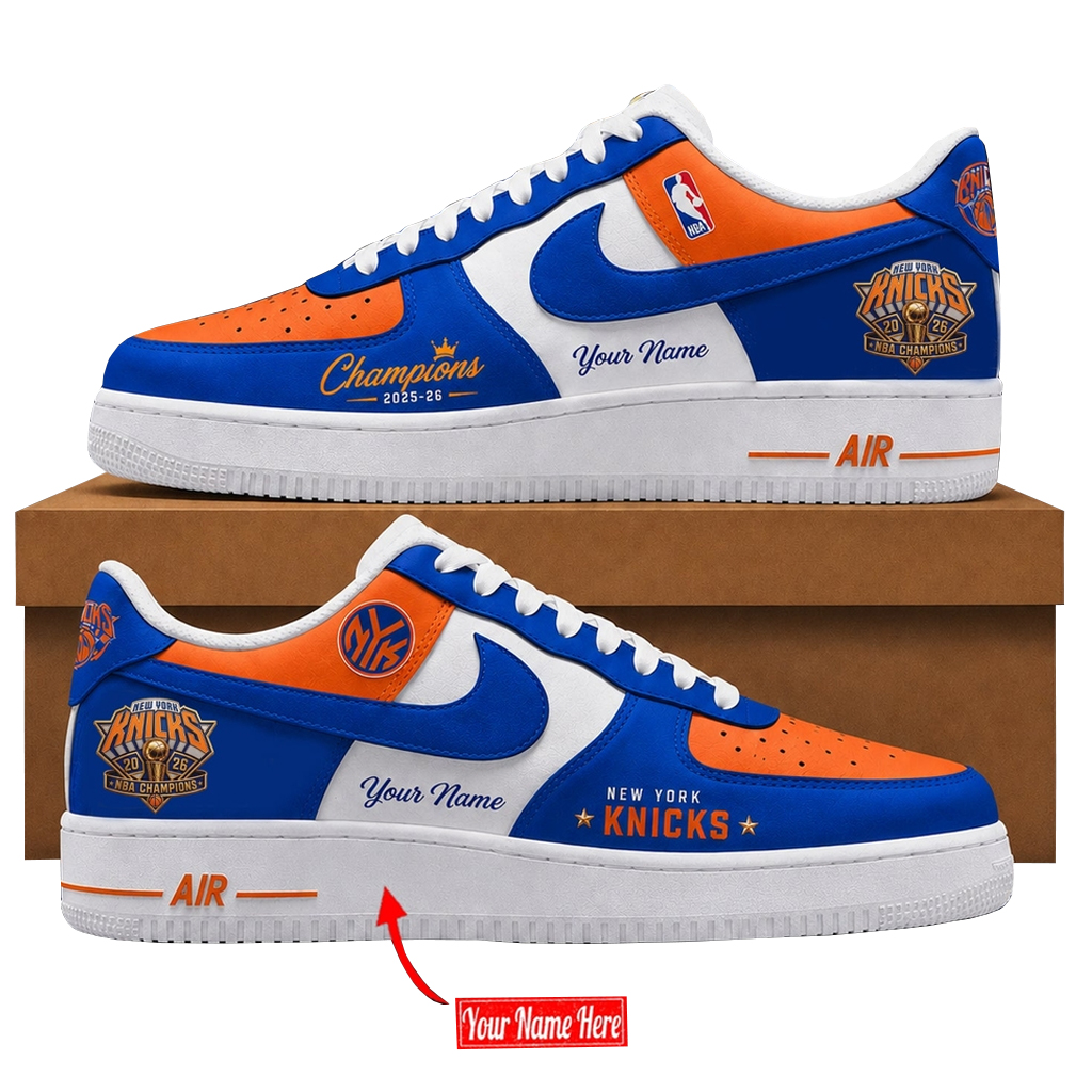 Custom Name New York Knicks 2026 Finals Champions Air Force 1 Shoes Sneakers Version 3 for Basketball Fans