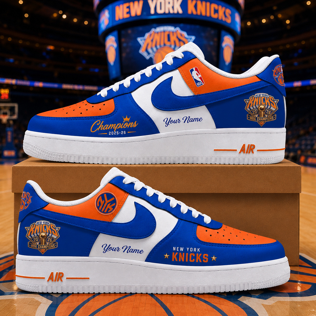 Custom Name New York Knicks 2026 Finals Champions Air Force 1 Shoes Sneakers Version 3 for Basketball Fans - Image 2