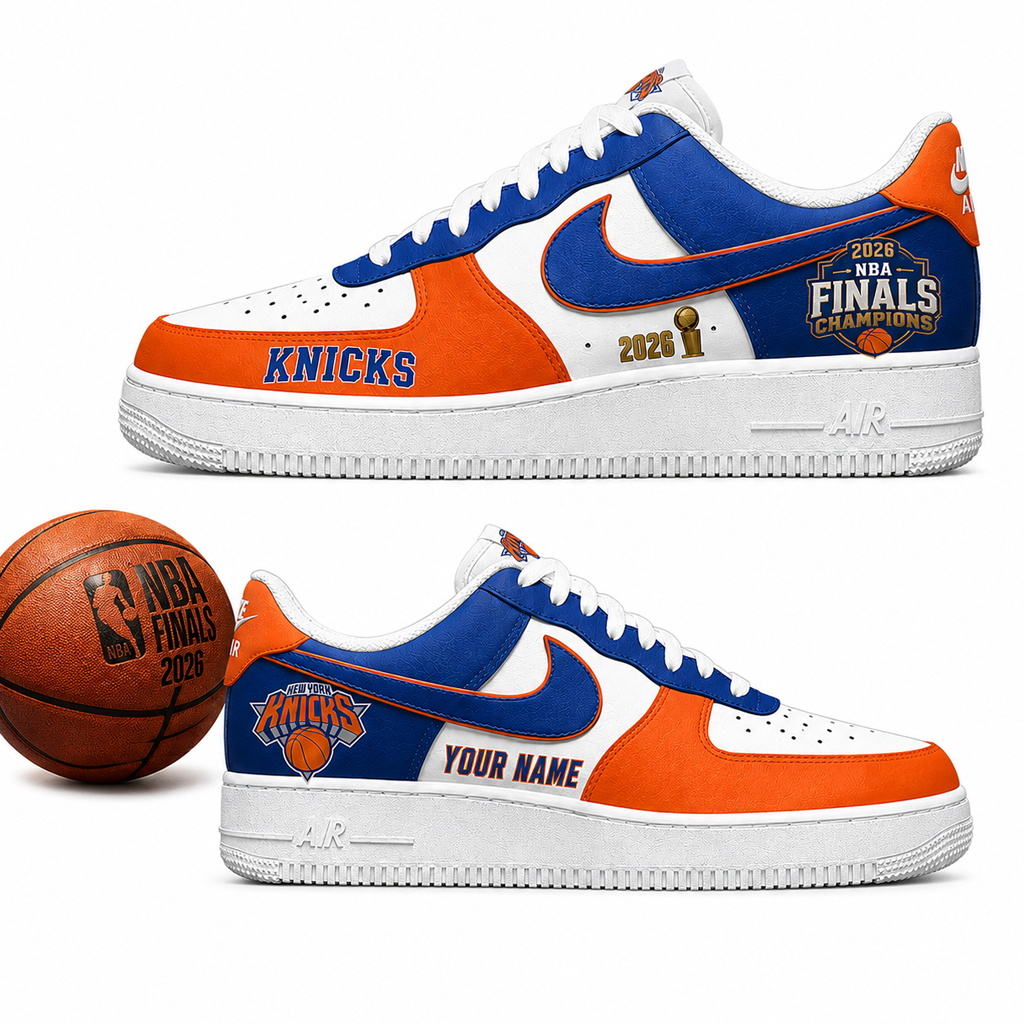 Custom Name New York Knicks 2026 Finals Champions Air Force 1 Shoes Sneakers for Basketball Fans