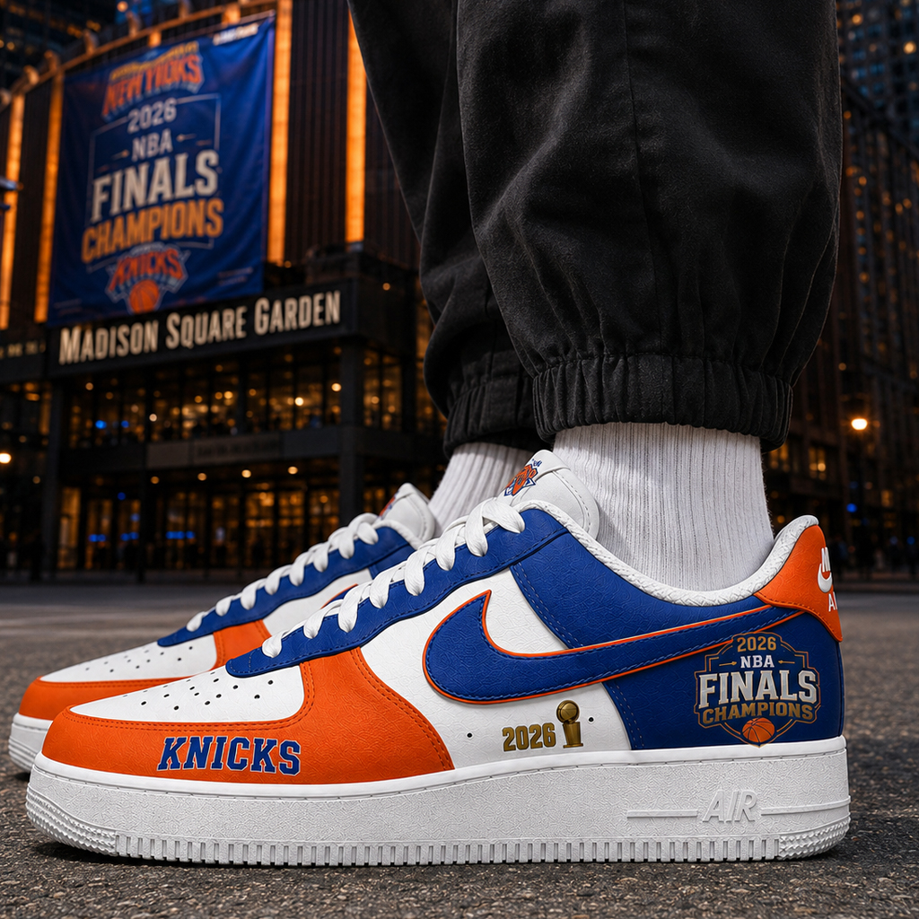 Custom Name New York Knicks 2026 Finals Champions Air Force 1 Shoes Sneakers for Basketball Fans