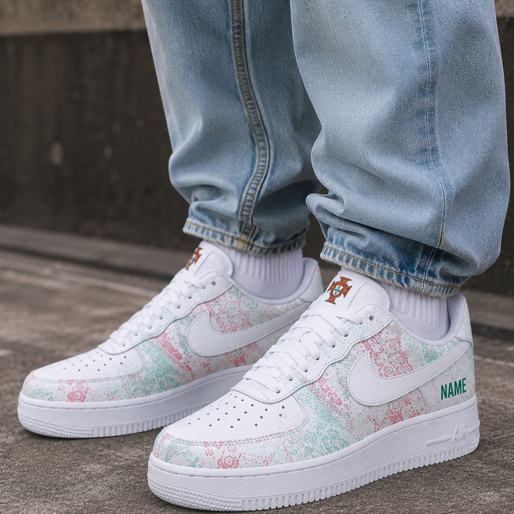 Custom Name Portugal National Football Team Global Soccer Event 2026 Air Force 1 Shoes Sneakers for Soccer Fans - Image 2
