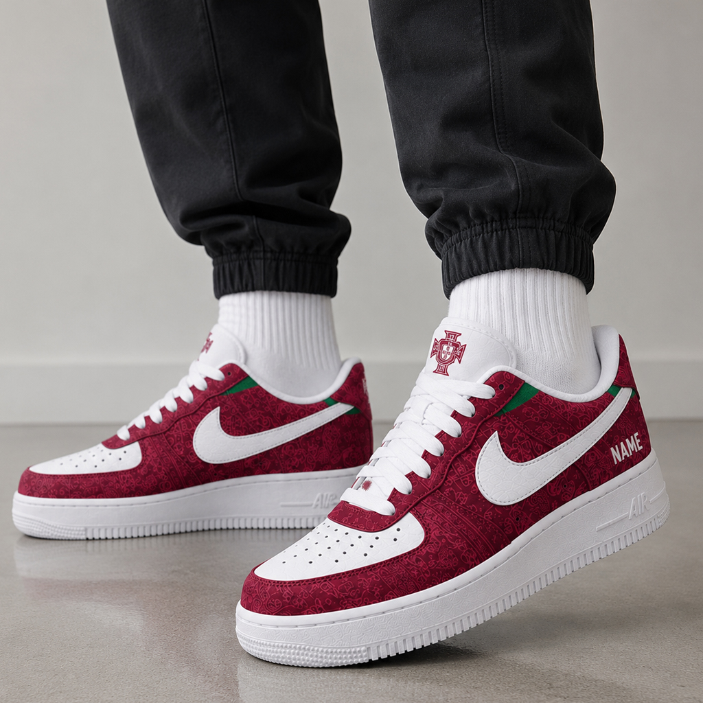 Custom Name Portugal National Football Team World Cup 2026 Graphic Air Force 1 Shoes Sneakers for Soccer Fans