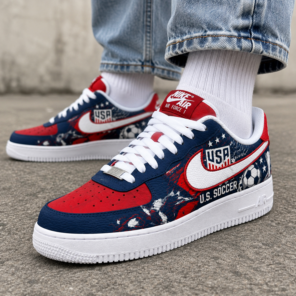 Custom Name U.S. Soccer Never Chase Reality Air Force 1 Shoes Sneakers for Soccer Fans