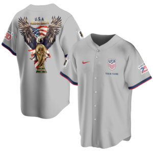 Custom Name USA Global Soccer Event 2026 Patriotic Eagle America 250 Heather Grey Baseball Jersey for Soccer Fans