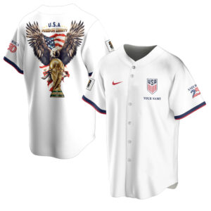 Custom Name USA Global Soccer Event 2026 Patriotic Eagle America 250 White Baseball Jersey for Soccer Fans