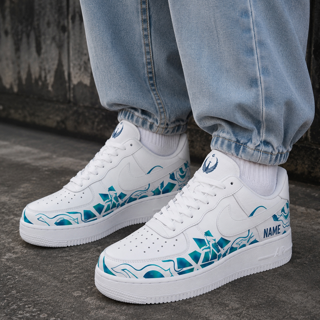 Custom Name Uzbekistan Global Soccer Event 2026 Air Force 1 Shoes Sneakers for Soccer Fans - Image 2