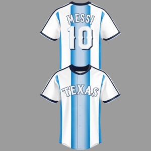 Custom Name and Number Texas Rangers x Argentina National Soccer Team 2026 Baseball Jersey for Baseball and Soccer Fans