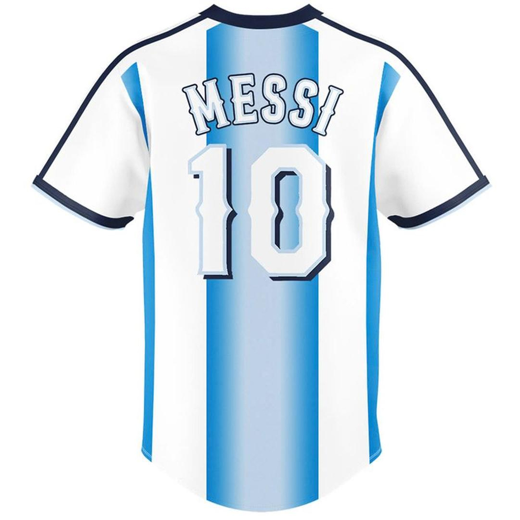 Custom Name and Number Texas Rangers x Argentina National Soccer Team 2026 Baseball Jersey for Baseball and Soccer Fans - Image 3