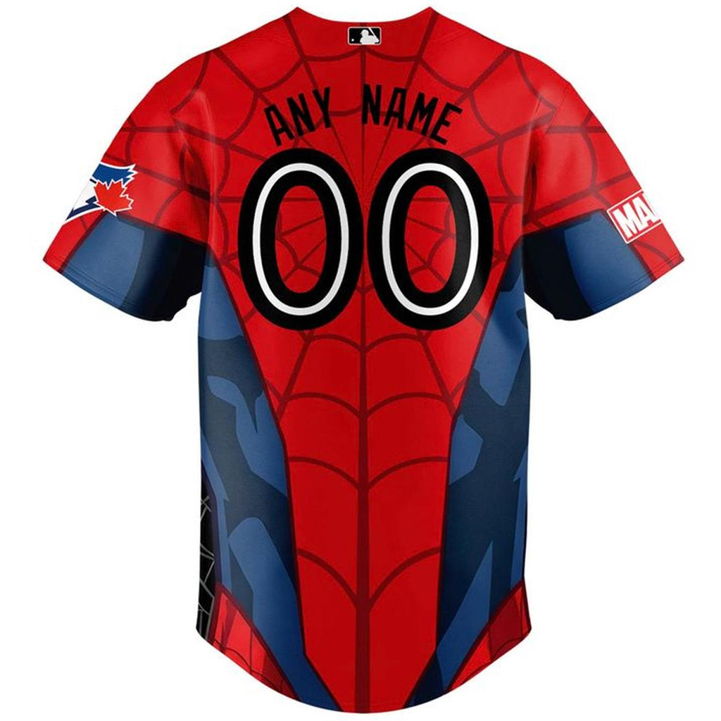 Custom Name and Number Toronto Blue Jays x Spider-Man Night 2026 Baseball Jersey for Baseball and Spider-Man Fans - Image 3