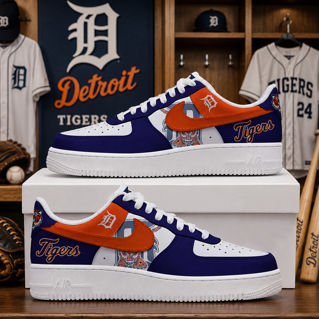 Detroit Tigers Major League Baseball Version 2026 Graphic Air Force 1 Shoes Sneakers for Baseball Fans 4 Detroit Tigers Major League Baseball Version 2026 Graphic Air Force 1 Shoes Sneakers for Baseball Fans