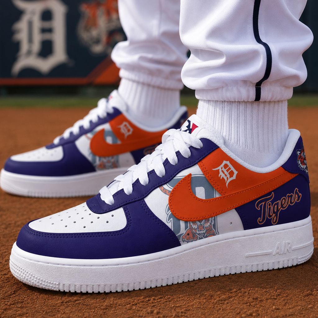 Detroit Tigers Major League Baseball Version 2026 Graphic Air Force 1 Shoes Sneakers for Baseball Fans 5 Detroit Tigers Major League Baseball Version 2026 Graphic Air Force 1 Shoes Sneakers for Baseball Fans