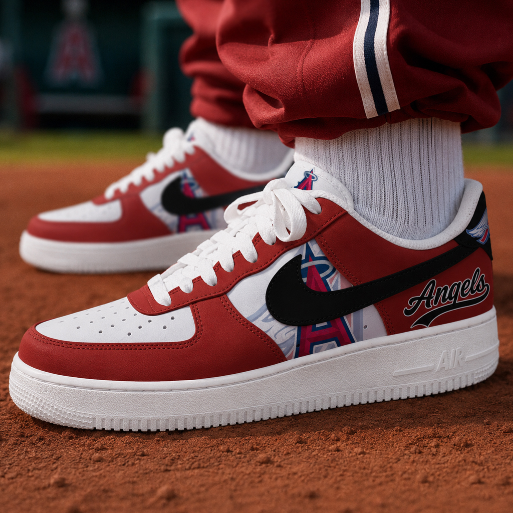 Los Angeles Angels Major League Baseball Version 2026 Graphic Air Force 1 Shoes Sneakers for Baseball Fans 5 Los Angeles Angels Major League Baseball Version 2026 Graphic Air Force 1 Shoes Sneakers for Baseball Fans