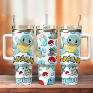 Unisex Squirtle Pokemon Anime Cartoon Graphic Tumbler for Anime Fans